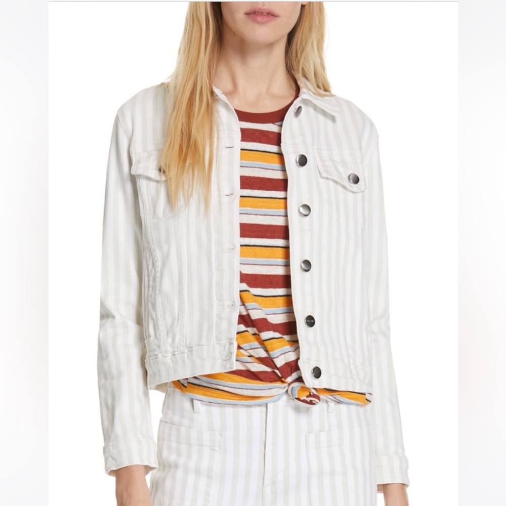Frame Denim White Tan Jean Jacket